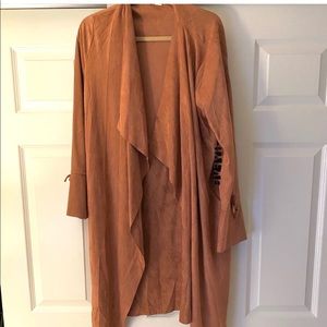 Rust colored Lulu’s long suede jacket
